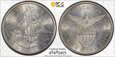 1908-S Peso KM-172  Ag MS61