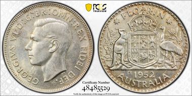 1952(m) Florin KM-48  Ag MS62