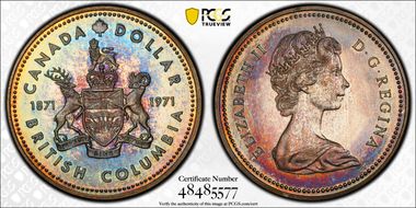 1971 S$1 British Columbia Ag SP66