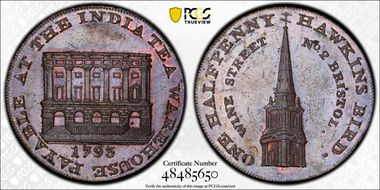 1793 Tk 1/2D DH-89 Somersetshire, Bristol MS63BN