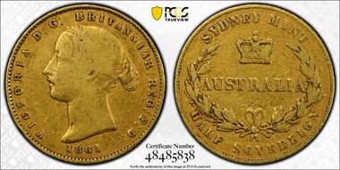 1861/0-SY 1/2 Sov VF20