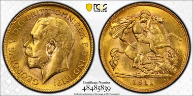 1911-P 1/2 Sov S-4008 MS64