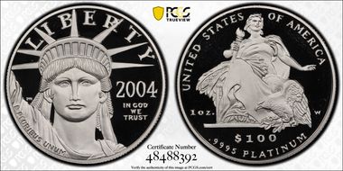2004-W $100 Statue of Liberty PR70DCAM