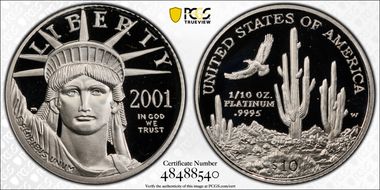 2001-W $10 Statue of Liberty PR69DCAM