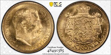 1913 VBP 20 Kr KM-817.1  Au MS63