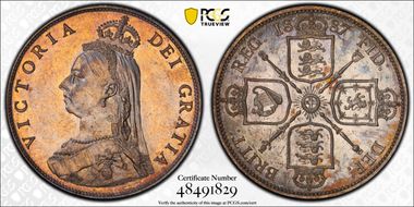 1887 Florin S-3925 Jubilee Head MS62