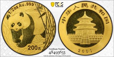 2001 200 Yn Panda Gold MS68