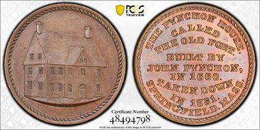 (c.1881) Medal JAB-39 Copper Pynchon House MS62BN