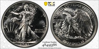 1941 50C No "AW" PR66