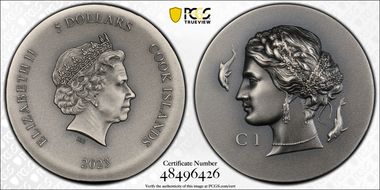 2023 $5 Arethusa Ag Antique Finish Ultra High Relief MS70