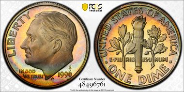 1996-S 10C Silver PR67DCAM