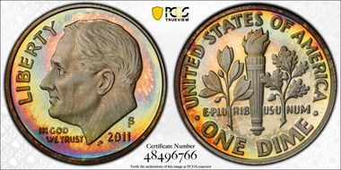 2011-S 10C Silver PR67DCAM