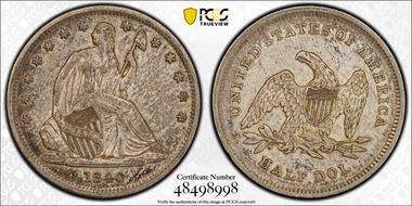 1840 50C Small Letters AU50