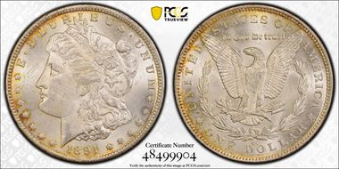 1891-CC $1 VAM 3, Spitting Eagle MS62