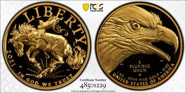 2021-W $100 American Liberty High Relief .9999 Fine PR70DCAM
