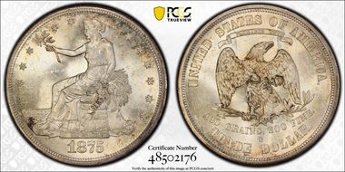 1875-S T$1 Chopmarked MS63