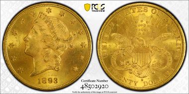 1893-S $20 MS64+ 