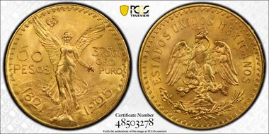 1925 50 Peso KM-481  Au MS65