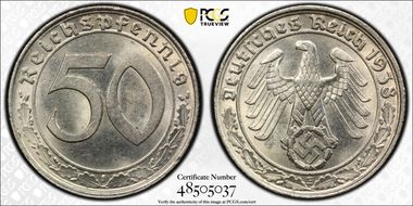 1938-E 50 Pfg J-365 MS64