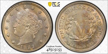 1883 5C No CENTS MS62