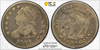 1821 10C Large Date VG8