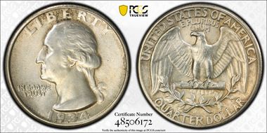 1934 25C Doubled Die Obverse AU58