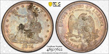 1874 T$1 Chopmarked N1