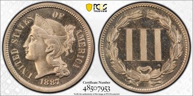 1887/6 3CN Strong Overdate PR65