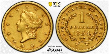 1854 G$1 Type 1 XF45