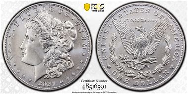 2021-D $1 Morgan Dollar 100th Anniversary MS70