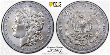 2021-O Privy $1 Morgan Dollar 100th Anniversary MS70