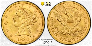 1880 $5 MS63