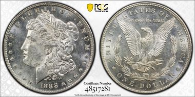 1888 $1 MS62PL
