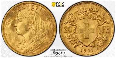 1907 B 20 Fr MS64