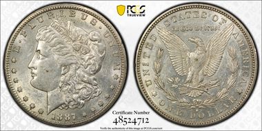 1887-S $1 VAM 4 Doubled Date AU55