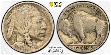 1915-D 5C 2 Feathers FS-401 F12