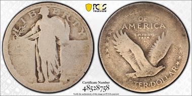 1916 25C Standing Liberty PO1