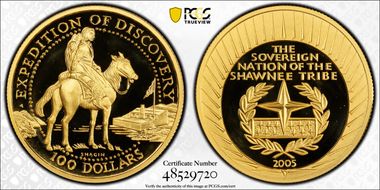 2005 $100 Lewis and Clark  Expedition of Discovery PR69DCAM