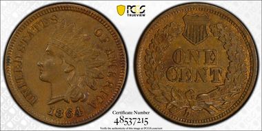 1864-L 1C RPD FS-2303, S-4 AU58BN