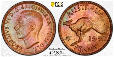 1952 A. (p) 1D London Reverse MS65RB