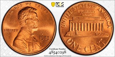 1983 1C Doubled Die Reverse MS68RD