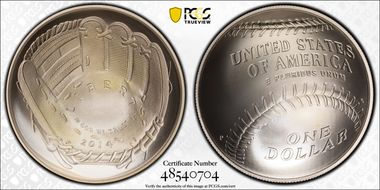 2014-P $1 Baseball Hall of Fame MS70