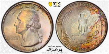 1934 25C Medium Motto MS67