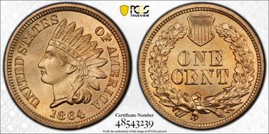 1864 1C Copper-Nickel MS66+