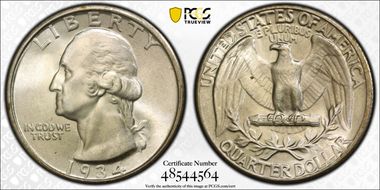 1934 25C Medium Motto MS67+