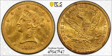 1892 $10 MS63