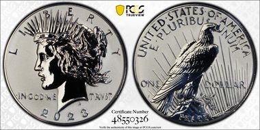 2023-S $1 Peace Dollar Rev PR Two-Coin Reverse Proof Set PR69