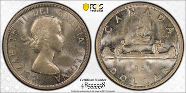 1957 S$1 One Waterline MS64