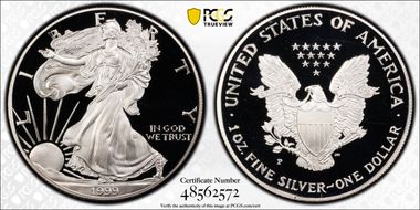 1999-P $1 Silver Eagle PR70DCAM