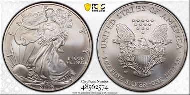 2006-W $1 Burnished Silver Eagle SP70